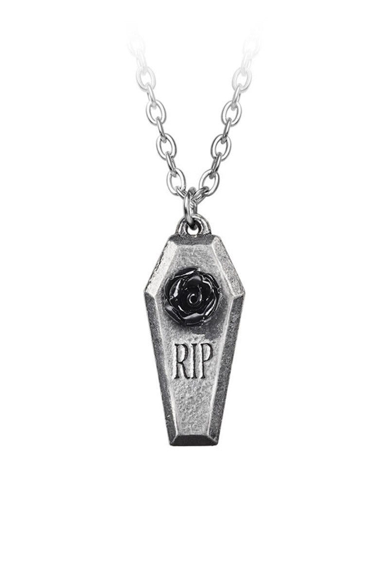 gothic rose coffin necklace