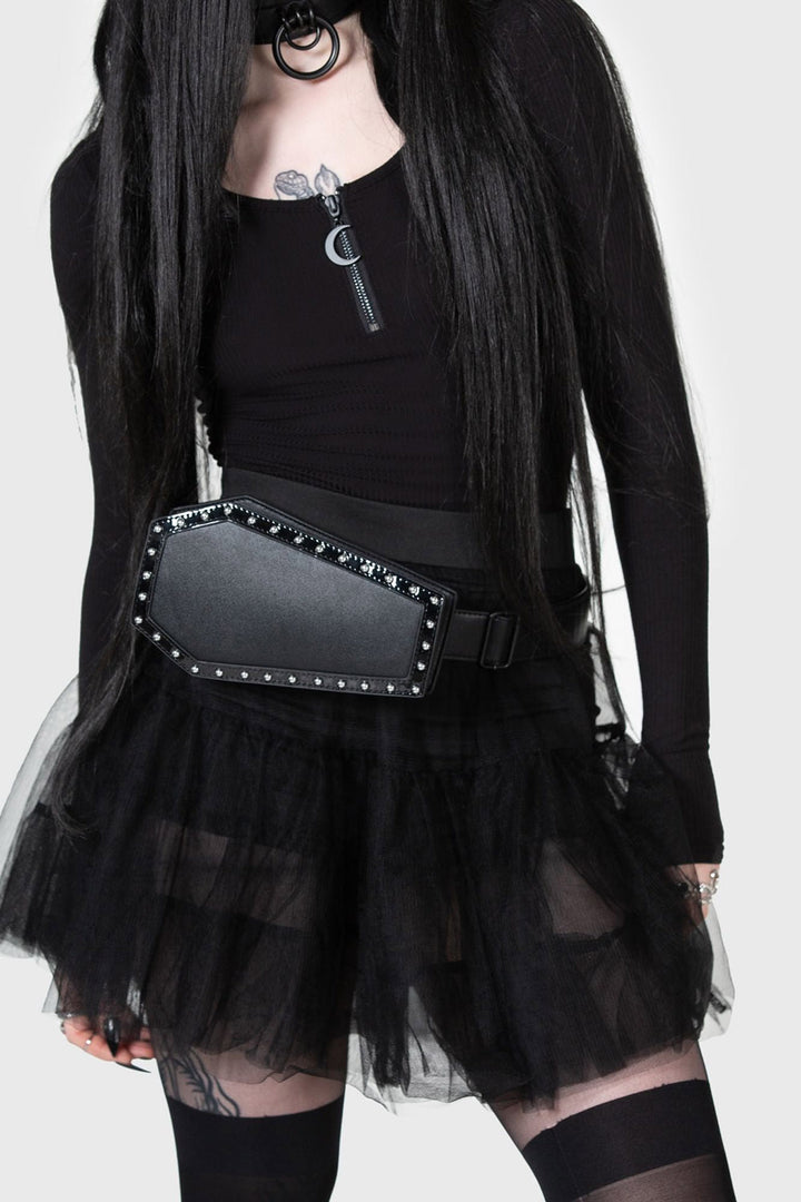 black coffin hip purse by killstar