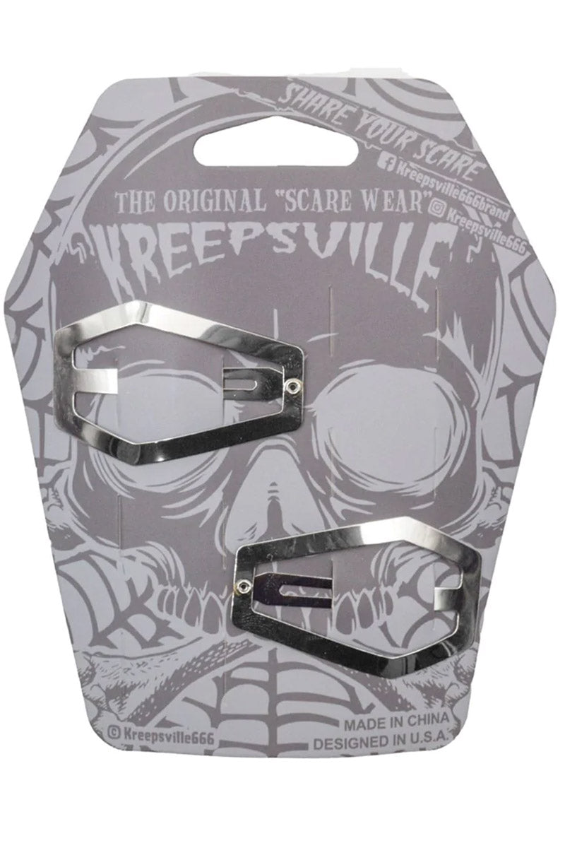 Coffin Snap Hair Clips [SILVER] - hats & scarves & headwear - VampireFreaks - Kreepsville