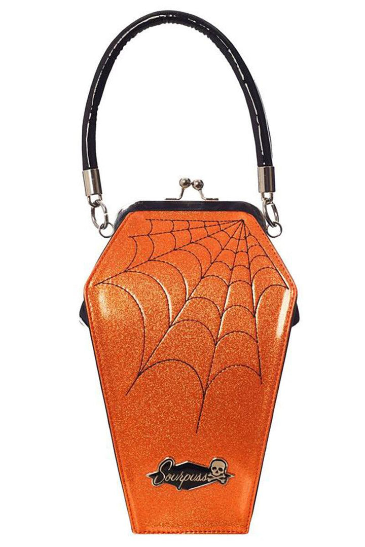 Coffin Sparkle Purse [Black / Orange] - bags & wallets - VampireFreaks - Sourpuss