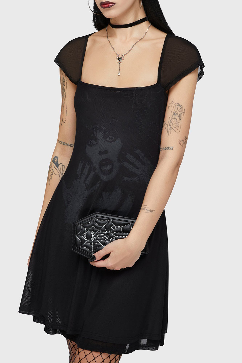 embroidered spiderweb coffin wallet