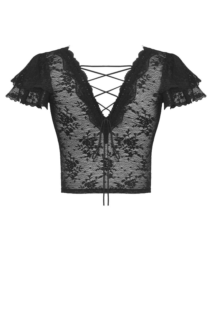 Cold Kiss Lace Crop Top - womens tops - VampireFreaks - Dark In Love