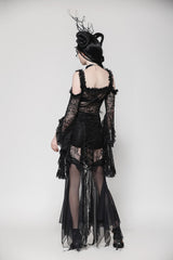 could shoulder romantic goth top 