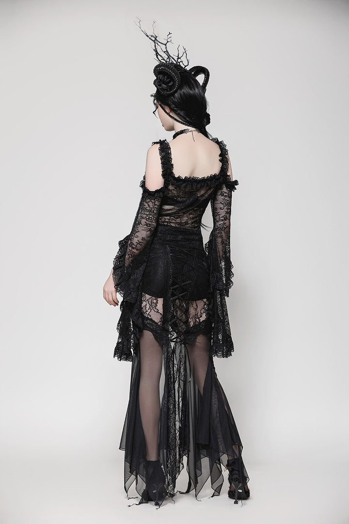 could shoulder romantic goth top 
