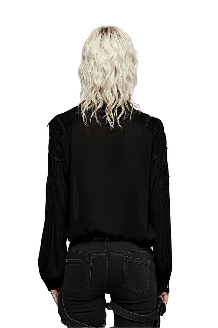 womens deep v-neck plunging neckline lace-up chest top  with collar