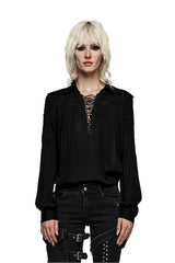 womens deep v-neck plunging neckline lace-up chest top