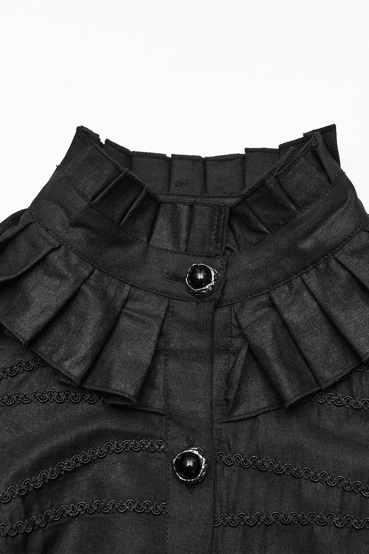 lace-up corset buttoned ruffled hem gothic blouse