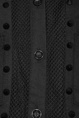 studded fishnet short sleeve shirt with epaulets  with spikes