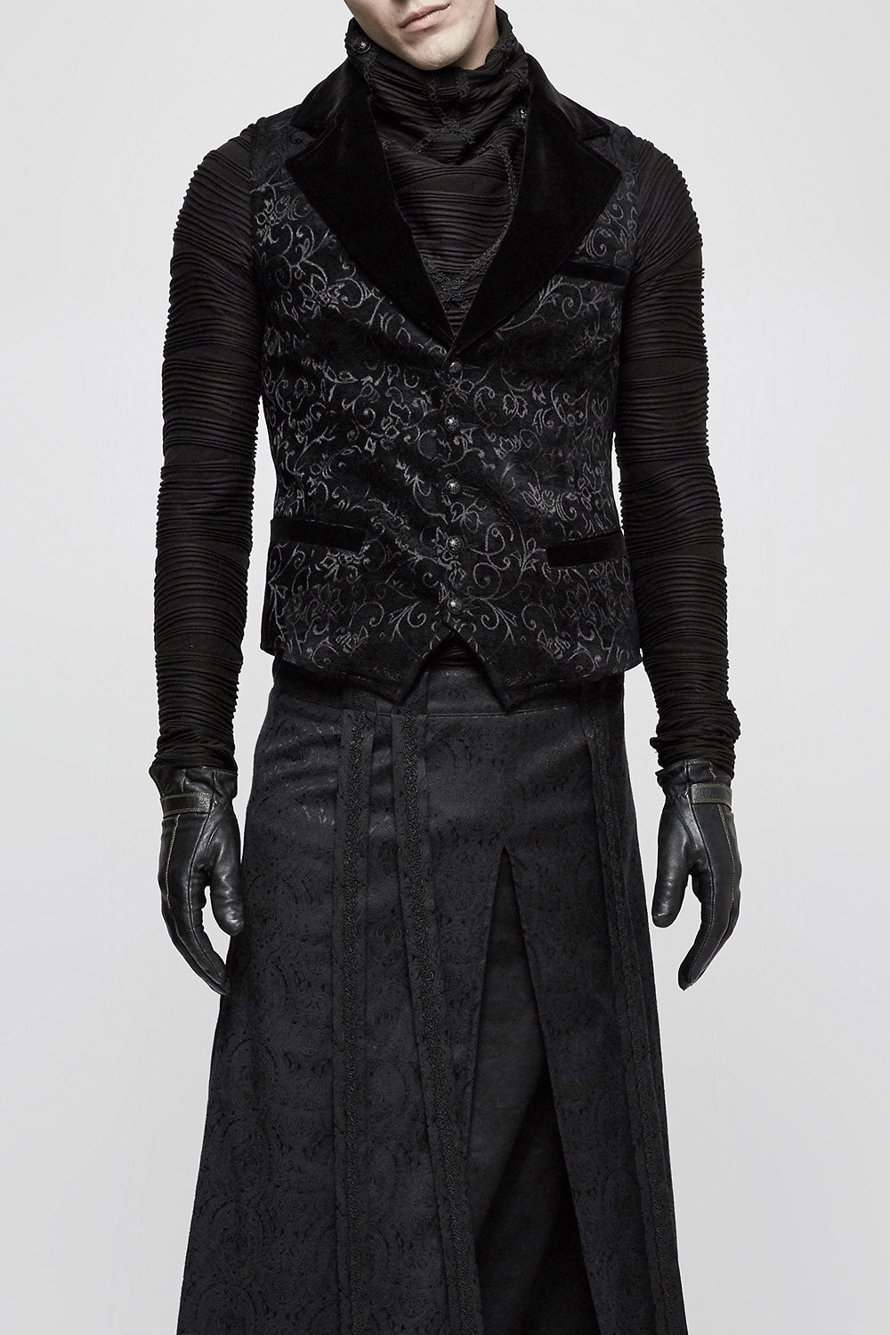 mens pointed collar vampire goth vest