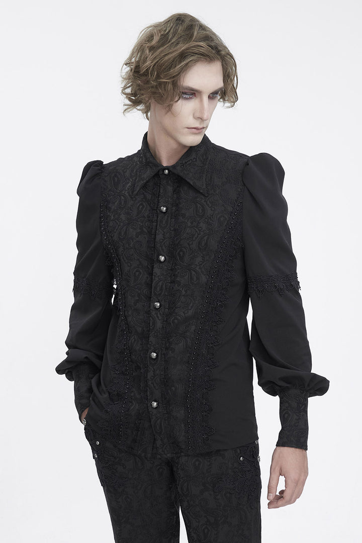 mens damask button-up shirt 