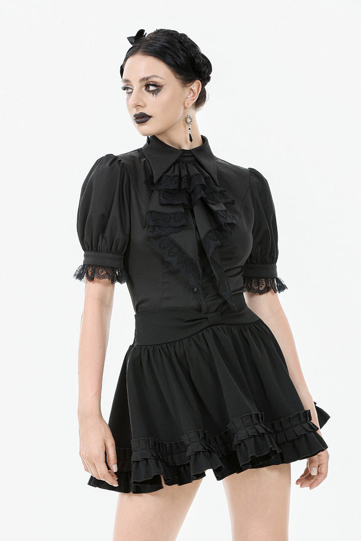 dark in love ruffled neckline top