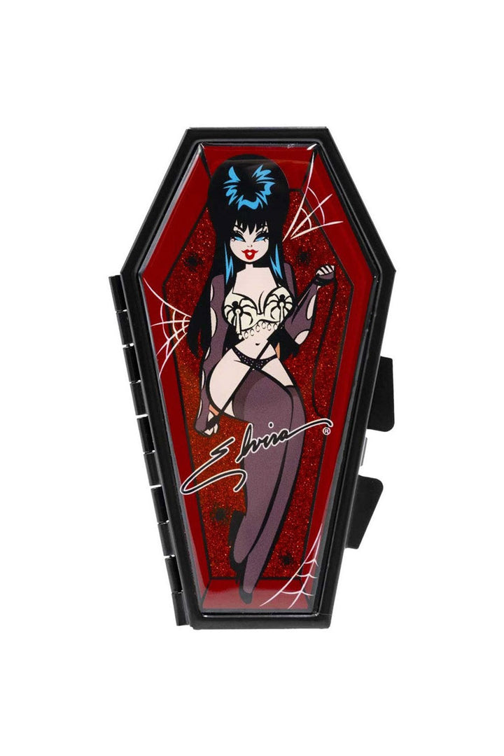 Elvira Spider Red Glitter Coffin Compact Mirror