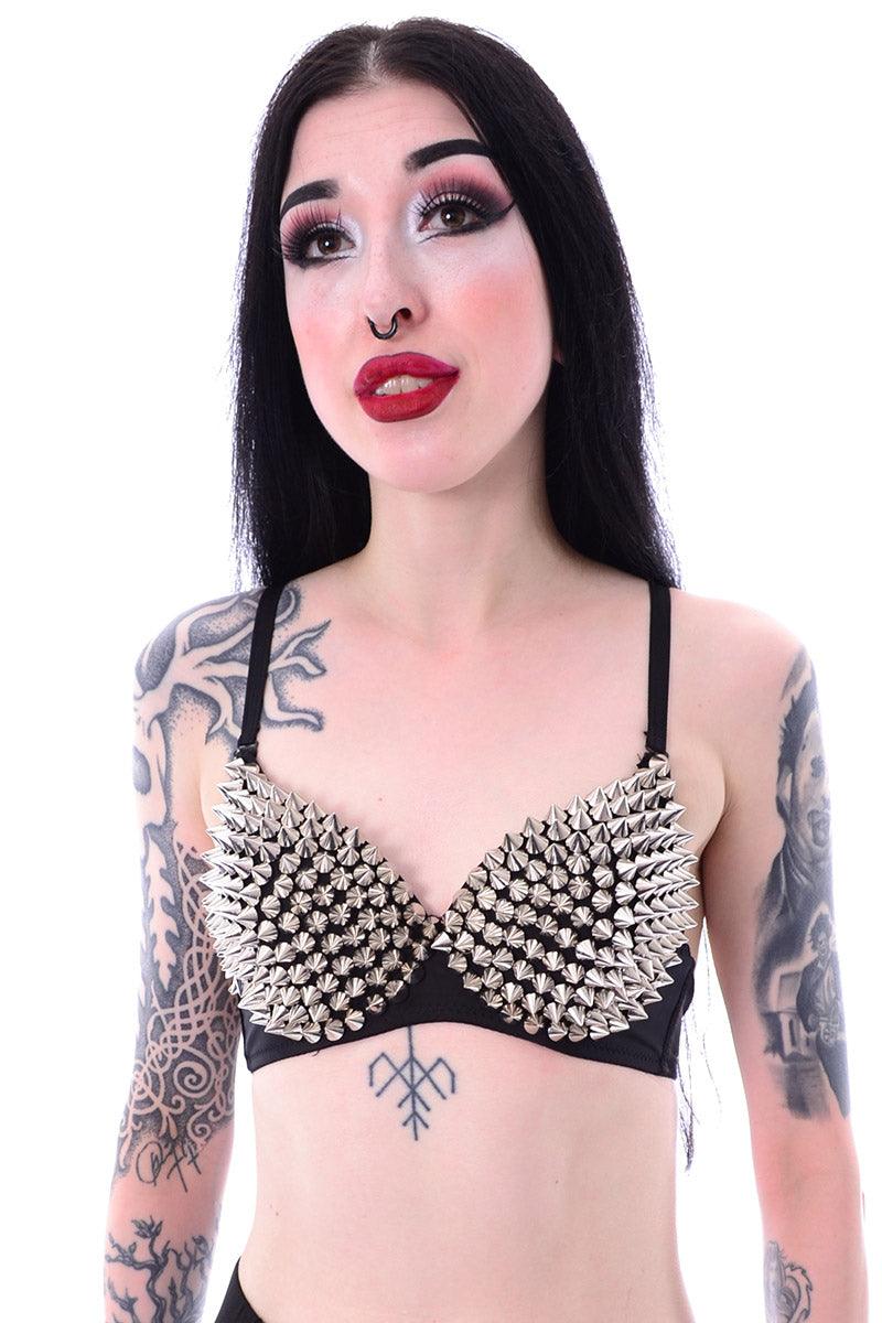 Cone Stud Bra - womens tops - VampireFreaks - Poizen Industries