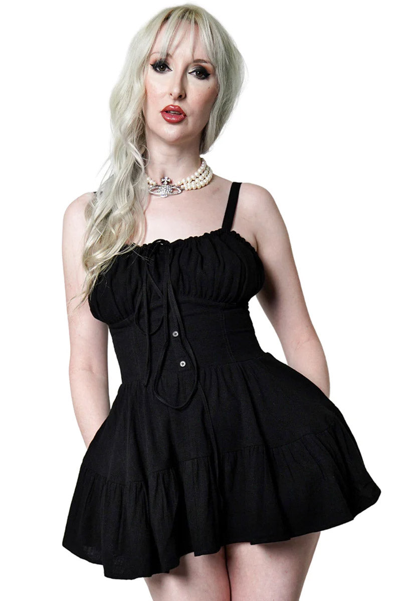 short flared black dress