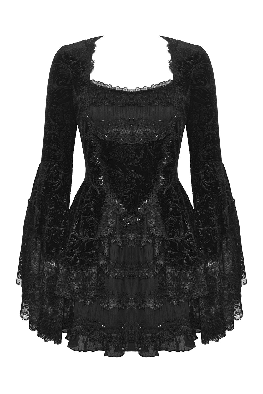 Coquette Flocked Vampire Velvet Dress - dresses - VampireFreaks - Dark In Love