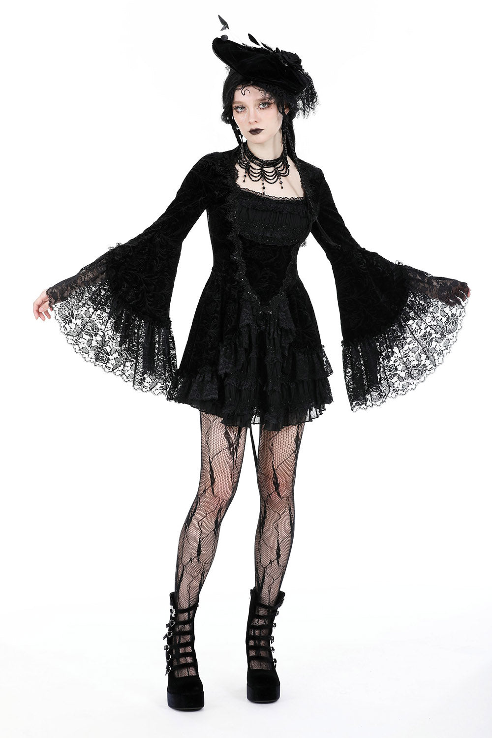 Coquette Flocked Vampire Velvet Dress - dresses - VampireFreaks - Dark In Love