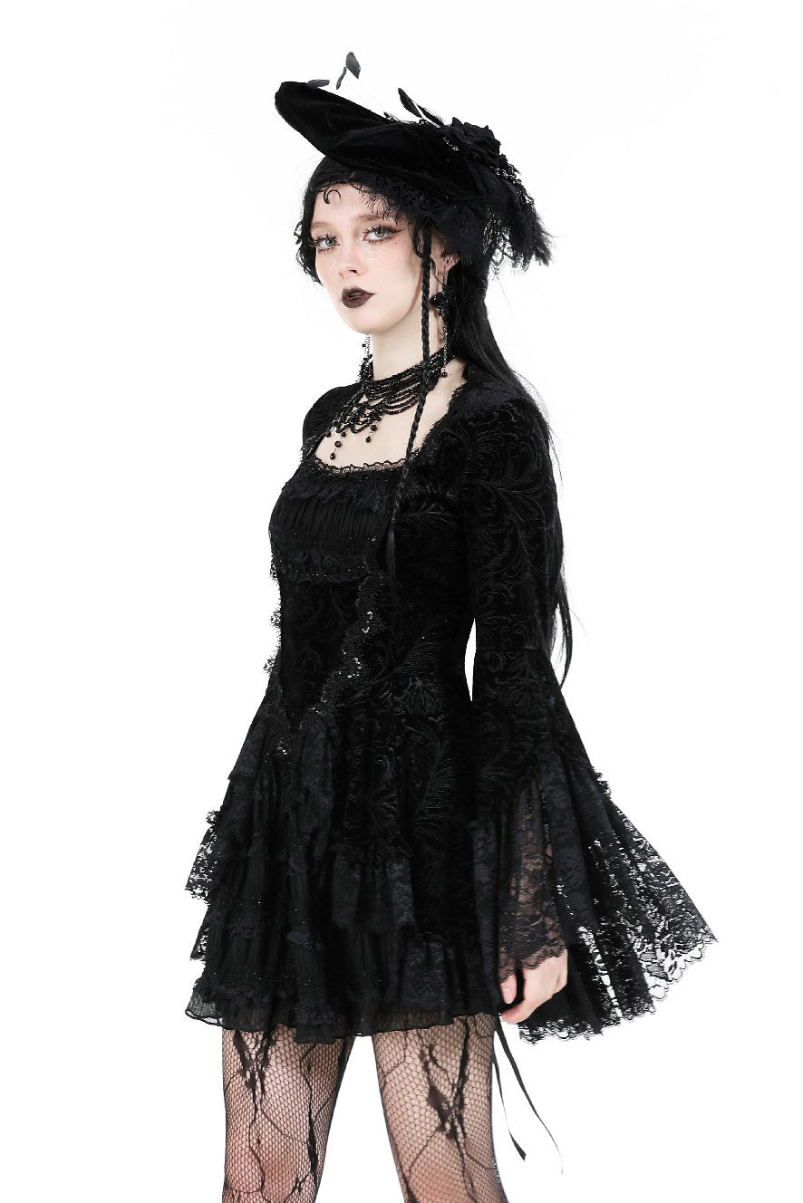 Coquette Flocked Vampire Velvet Dress - dresses - VampireFreaks - Dark In Love