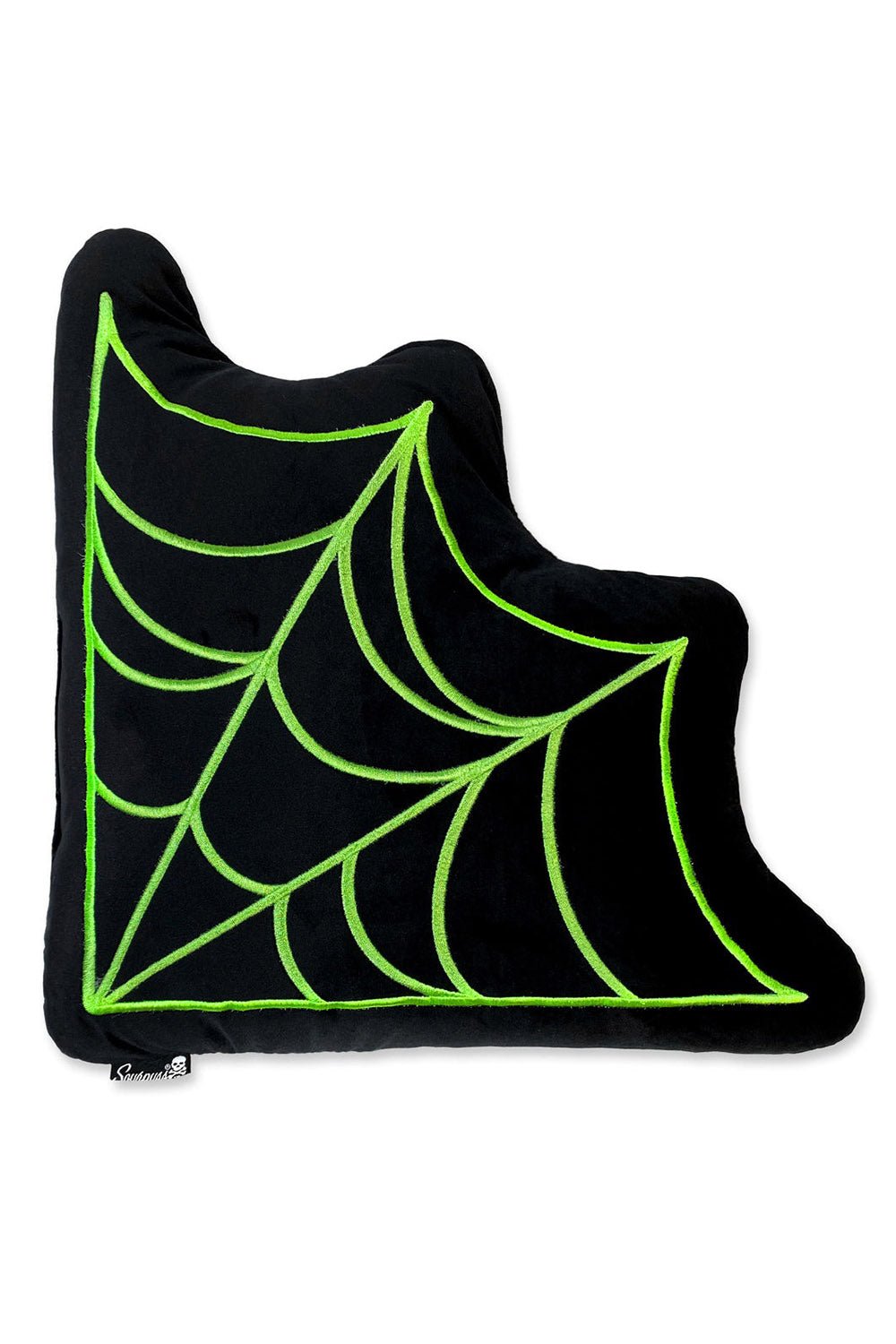 Corner Web Pillow [BLACK/GREEN] - housewares - VampireFreaks - Sourpuss