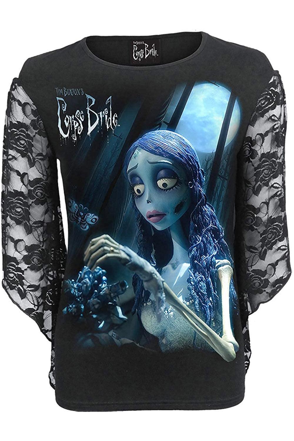 Corpse Bride Lace Sleeve Top [Glow in the Dark] - womens tops - VampireFreaks - Spiral