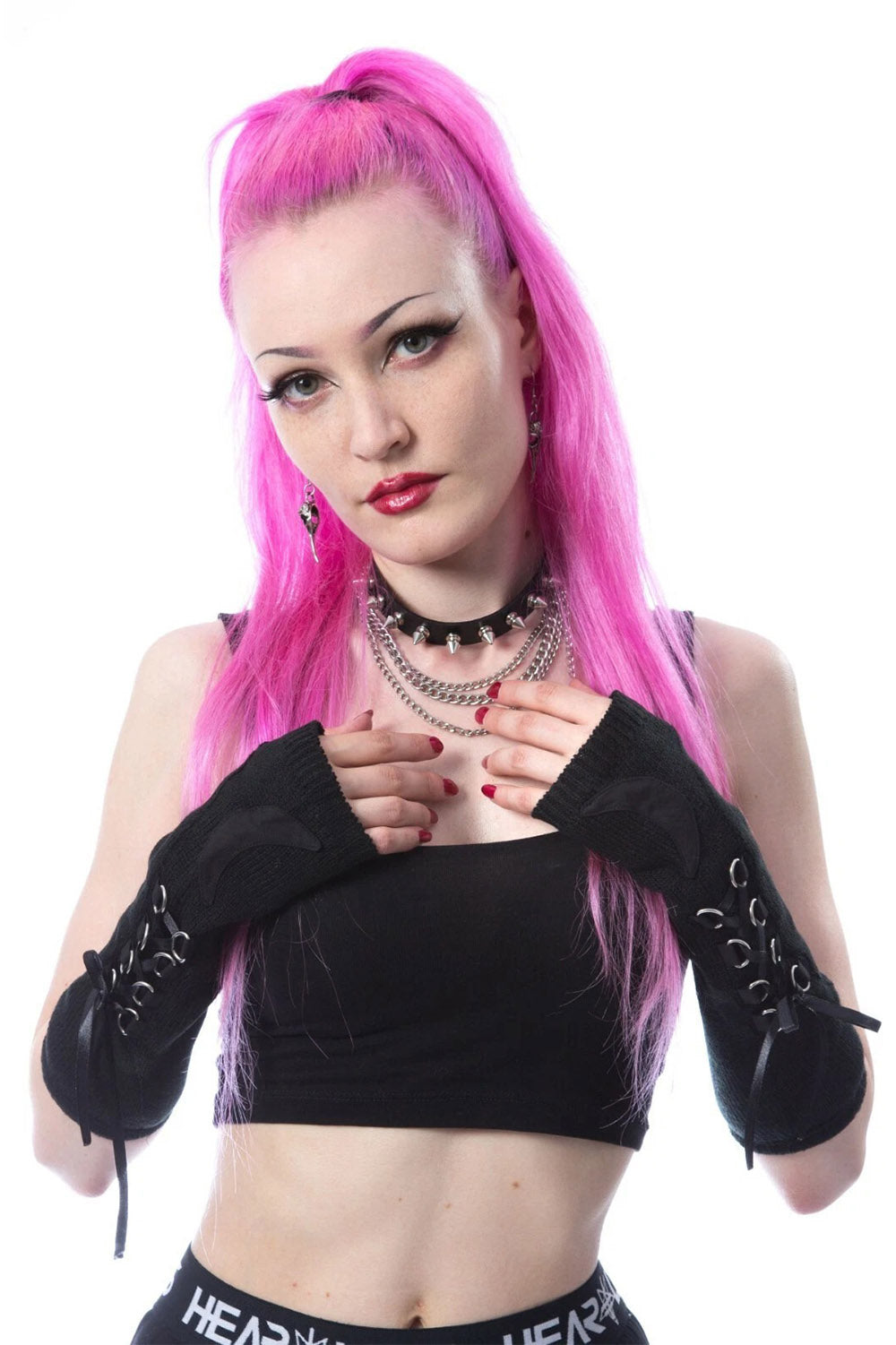 black corset lace-up gothic arm warmers by innocent clothing 