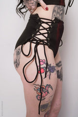 lace-up corset sides gothic bikini bottoms 