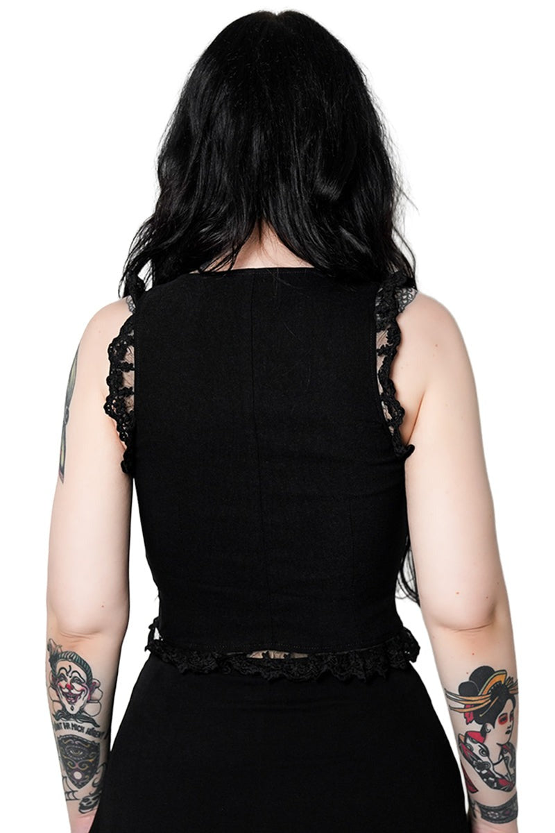 corset top with lace hem