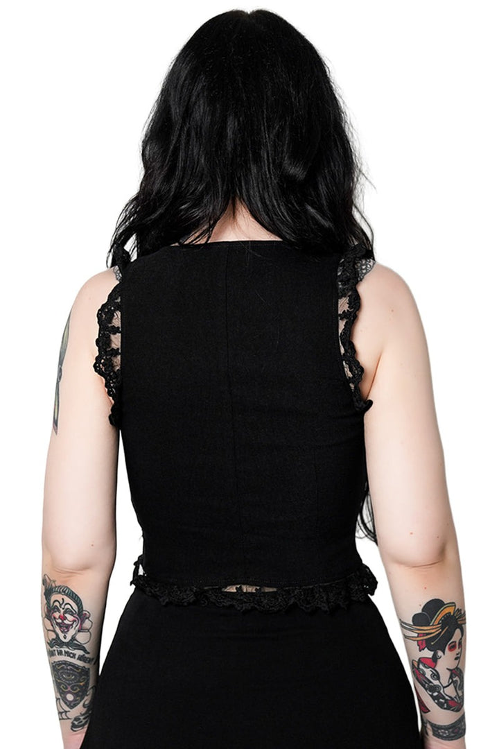 corset top with lace hem