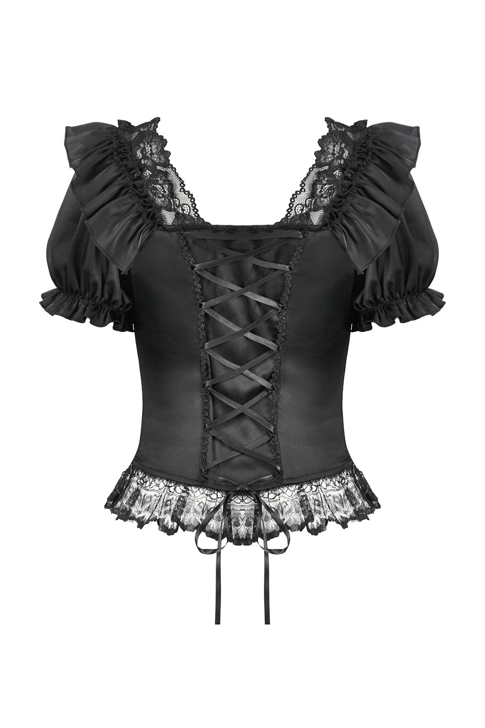 corset lace-up gothic puffed shoulder shirt