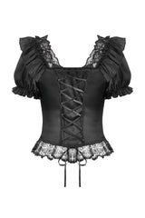 corset lace-up gothic puffed shoulder shirt