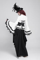steampunk white gothic ruffled blouse