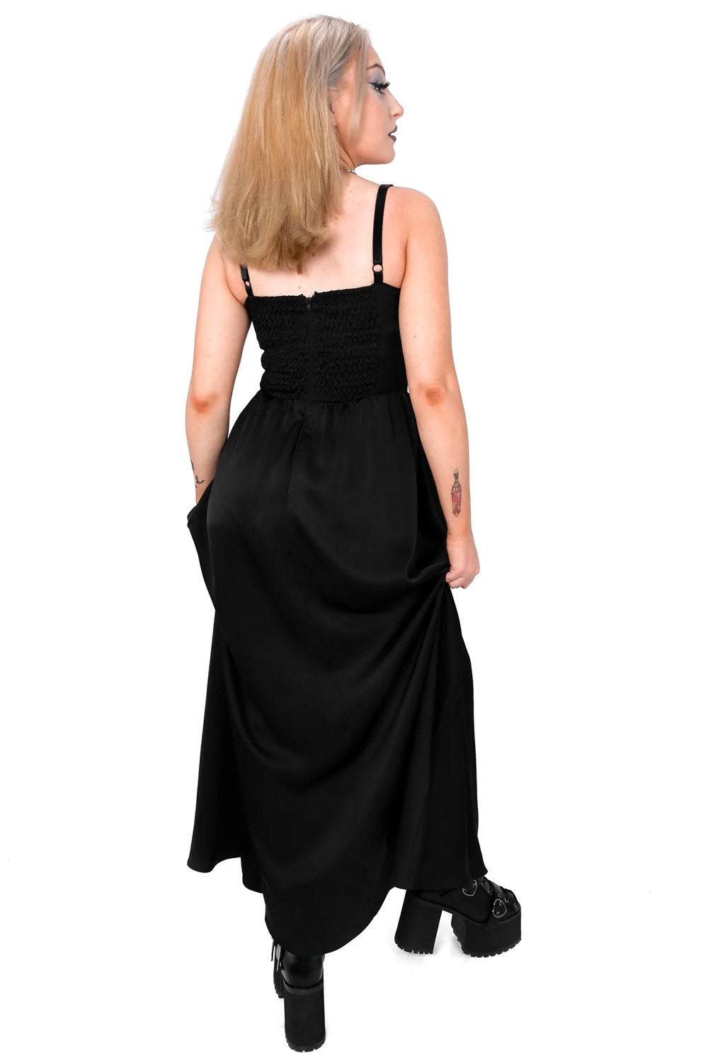 long spaghetti strap corset dress with garter belts