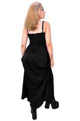 long spaghetti strap corset dress with garter belts