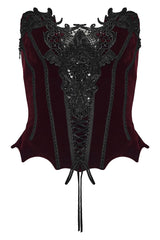 Victorian goth corset bustier tank top for women with lace detail