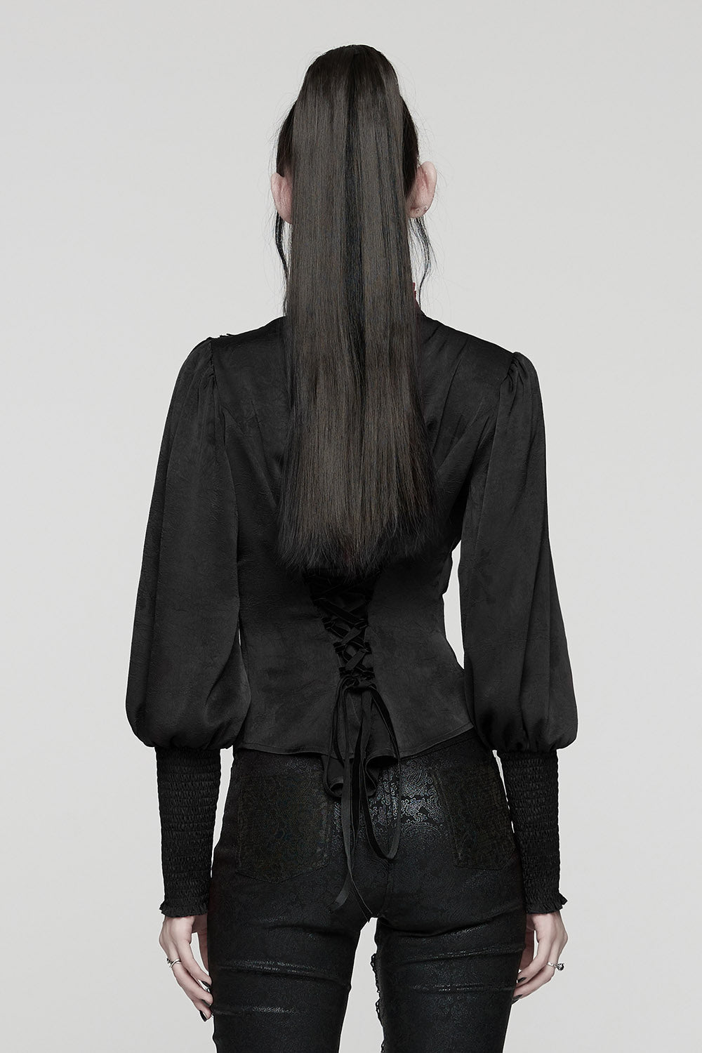 billow sleeves floral lace gothic blouse