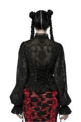 flared cuff high collar corset top