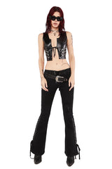 womens black denim gothic pants 