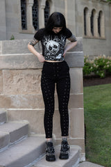 gothic lace-up skinny jeans