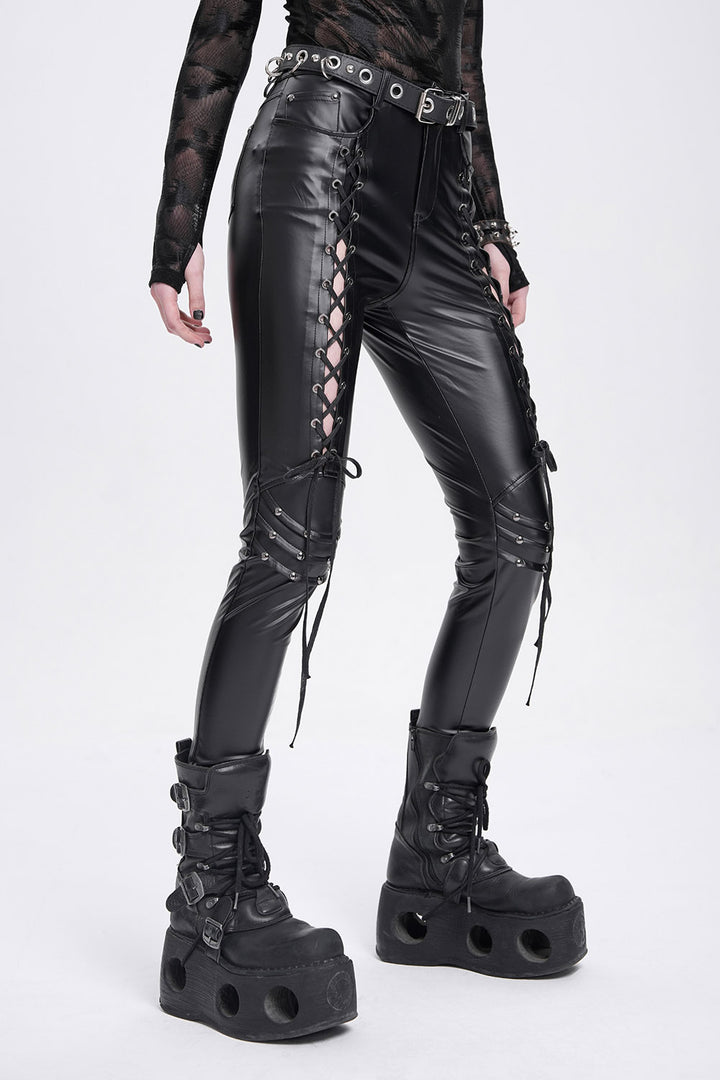 studded ribbed corset pants