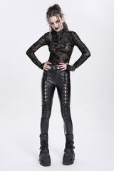 black skinny vegan leather jeans with studs