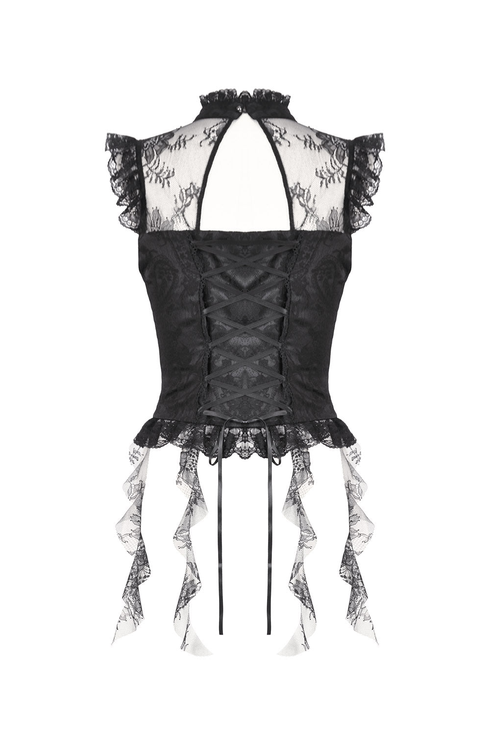 victorian corset ruffled hem damask tank top