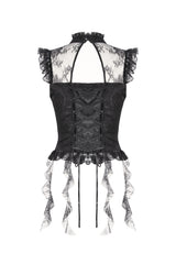 victorian corset ruffled hem damask tank top