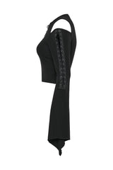 lace-up shoulder cold shoulder emo long sleeve top