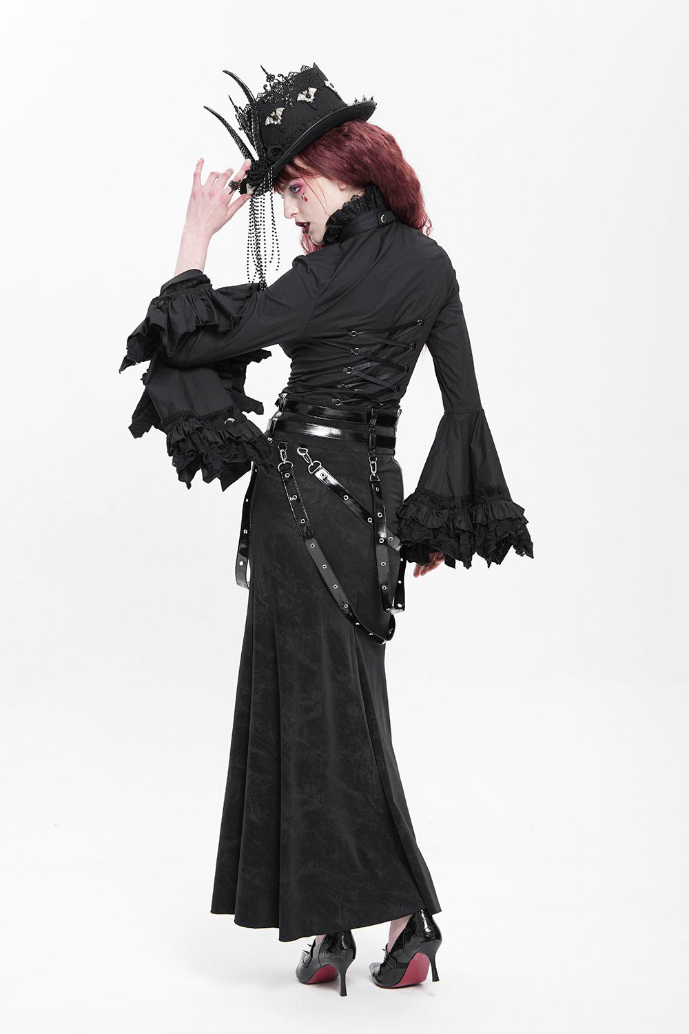 ruffled collar vampire goth blouse