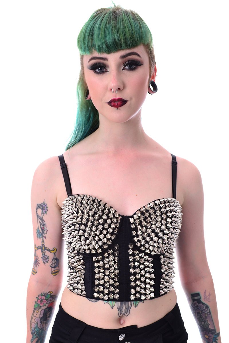 Corset Spike Bra - womens tops - VampireFreaks - Poizen Industries