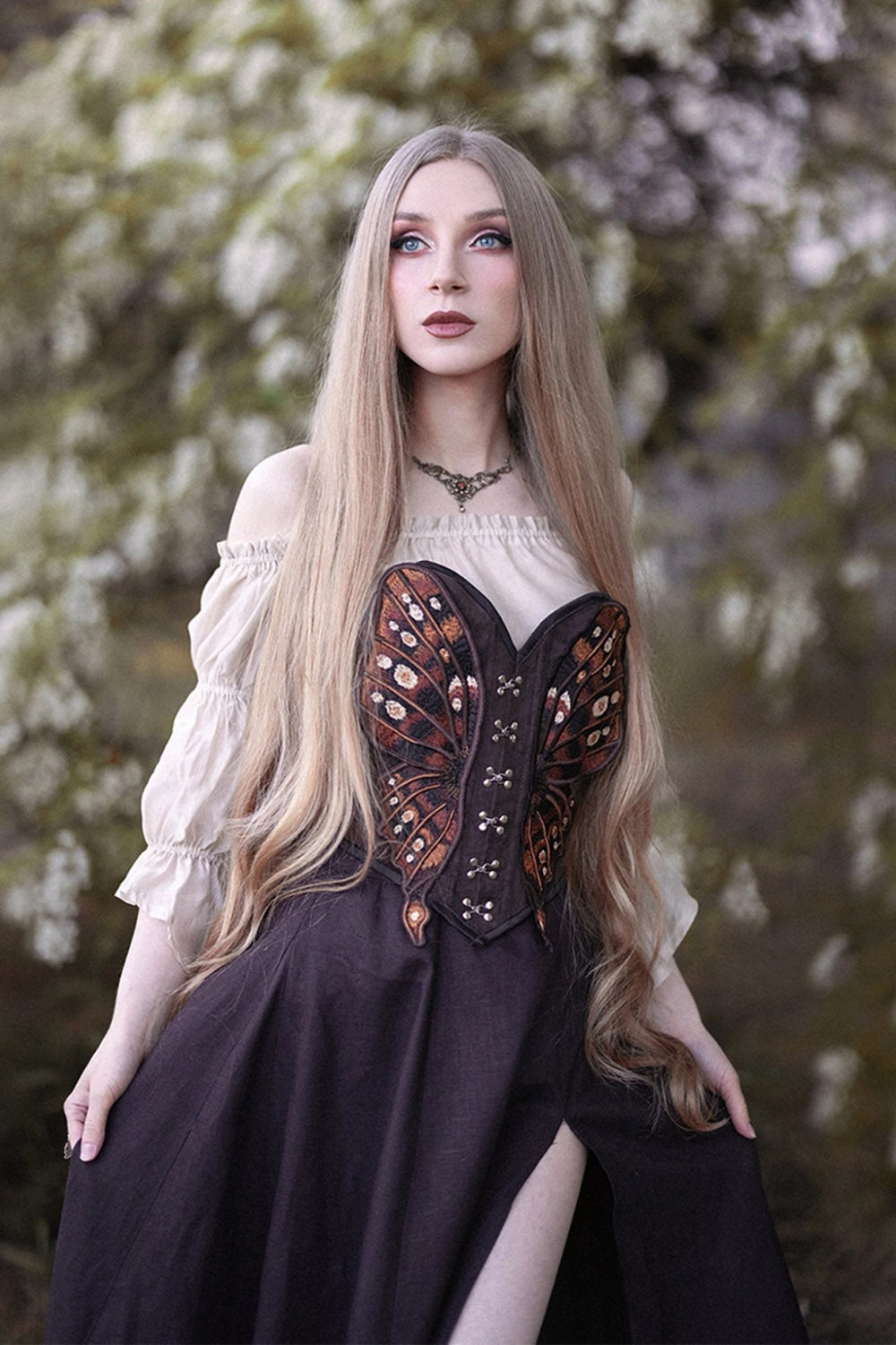 moth wings corset top for ren faire