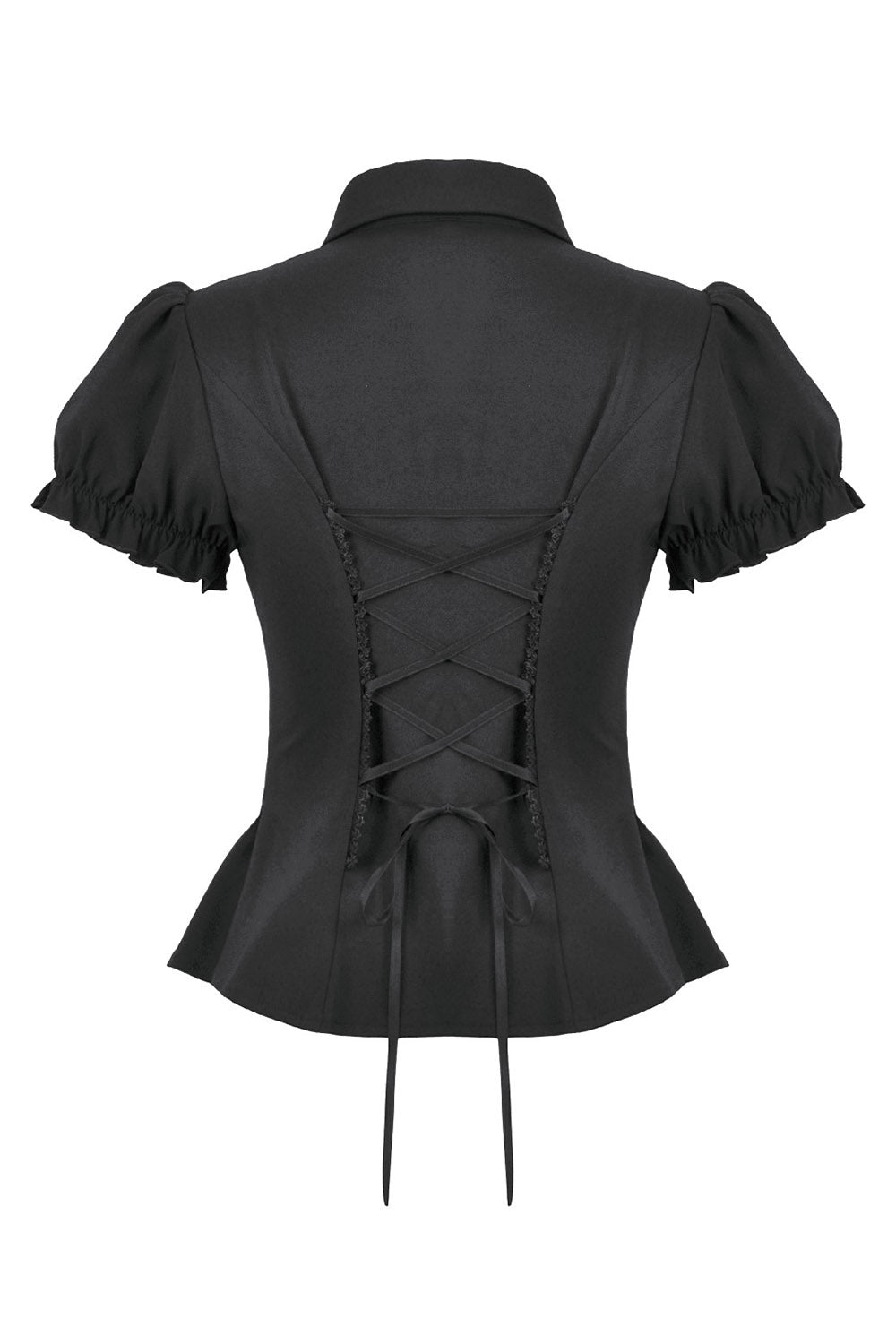 short sleeve puff sleeve gothic blouse with lace collar