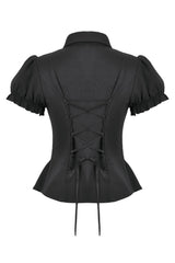 short sleeve puff sleeve gothic blouse with lace collar