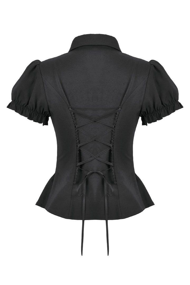 short sleeve puff sleeve gothic blouse with lace collar