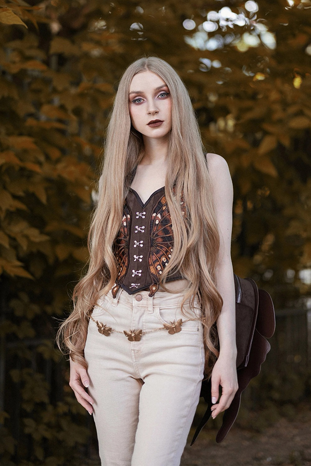 gothic moth wings corset top