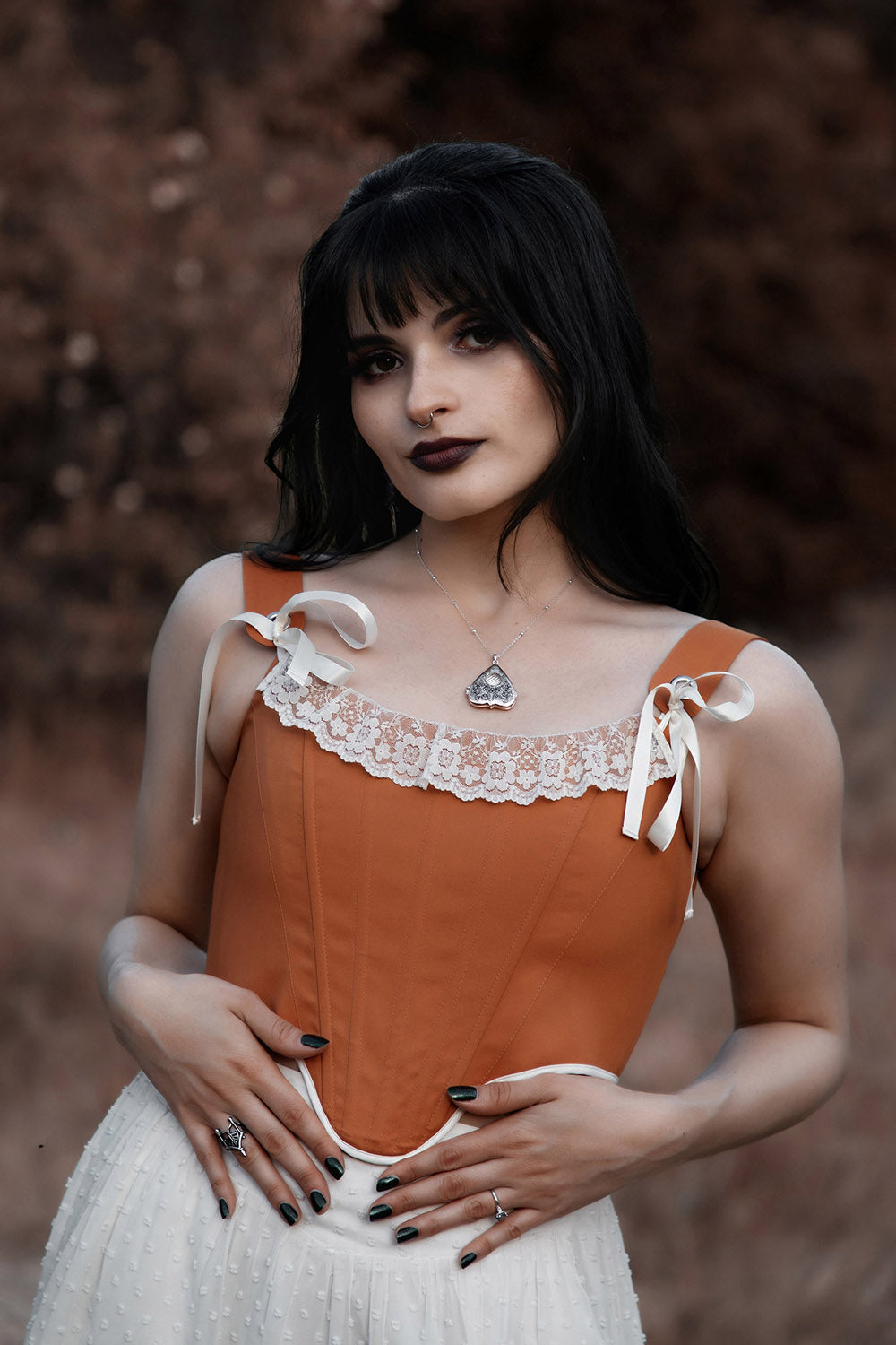 lace-up brown corset top